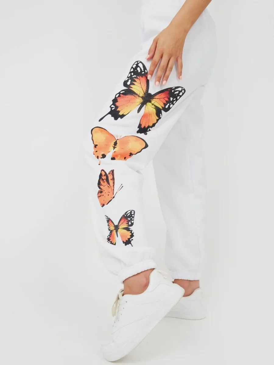 Machela Butterfly Graphic Oversized Fleece Joggers In White sold by Vivichi product image thumbnail 3