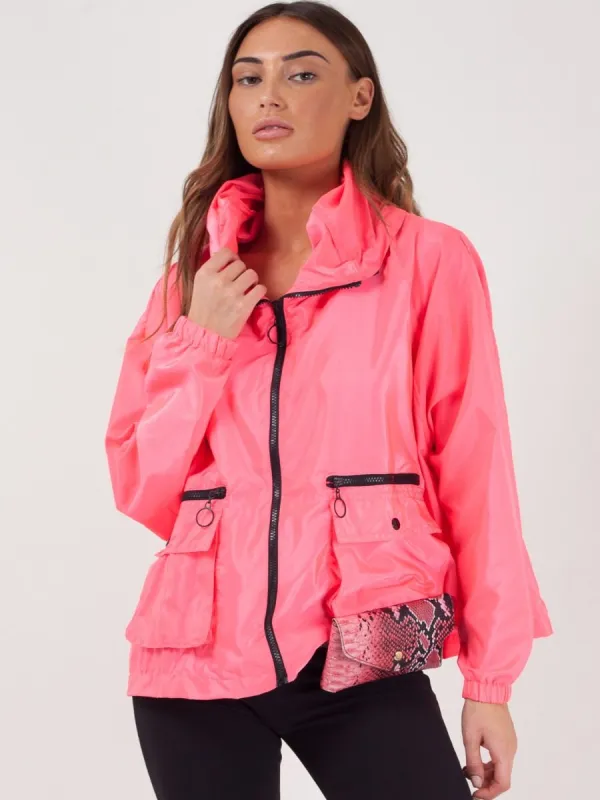 Scarlet Hooded Rain Parka Festival Jacket In Pink sold by Vivichi