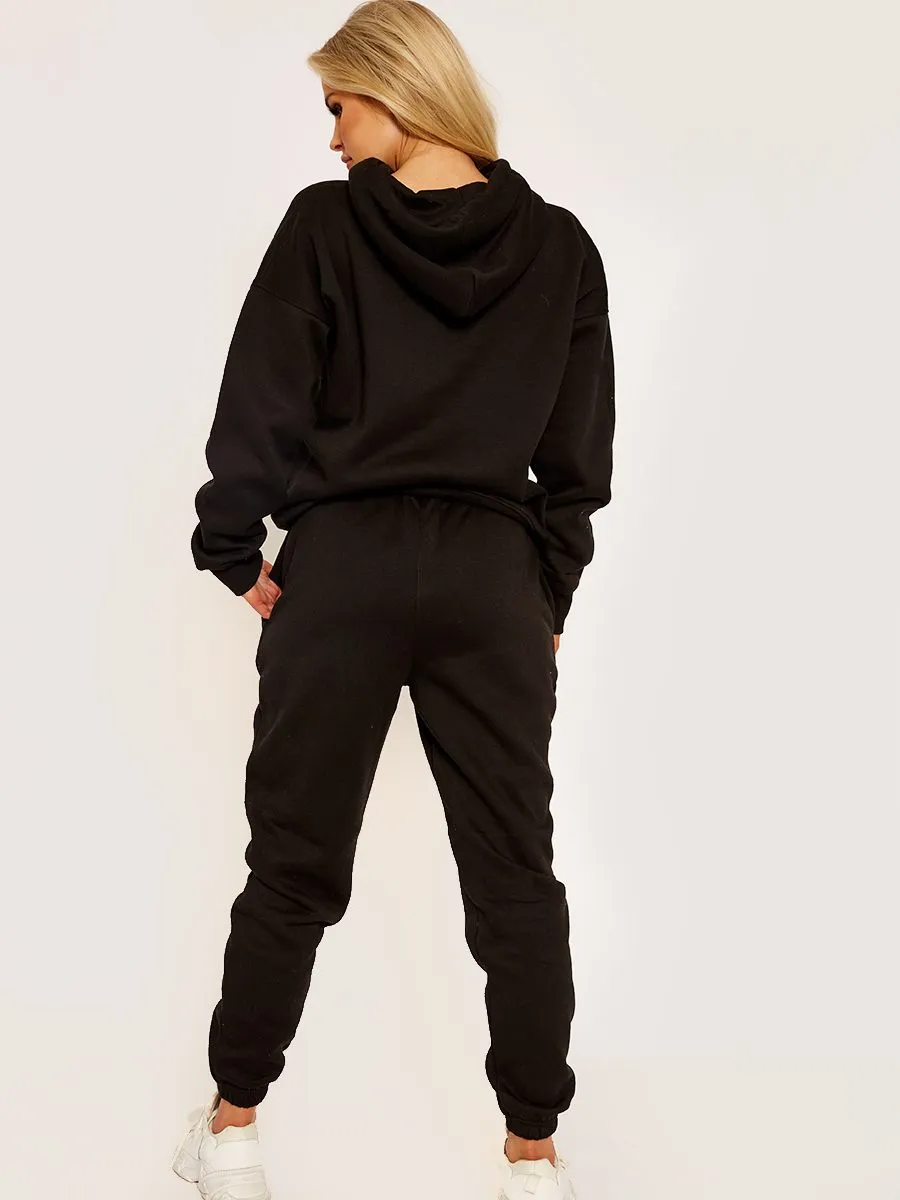 Haley Oversized Hoodie & Jogger Fleeced Co-ord In Black sold by Vivichi product image thumbnail 4