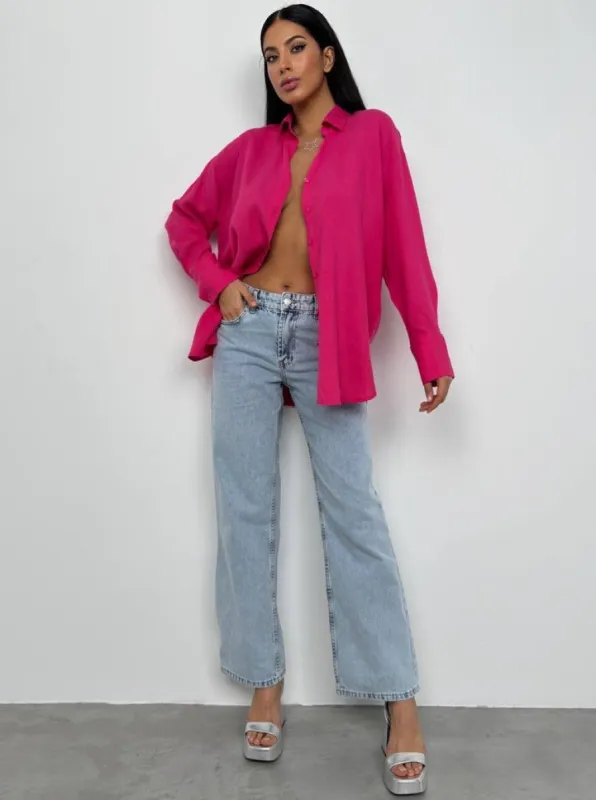 **PRE-ORDER** Lucy Oversized Linen Shirt In Fuchsia sold by Vivichi