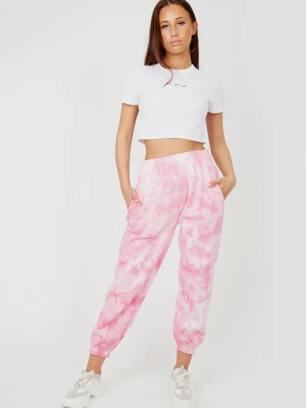 Barbara Tie-Dye Oversized Fleece Joggers In Pink sold by Vivichi