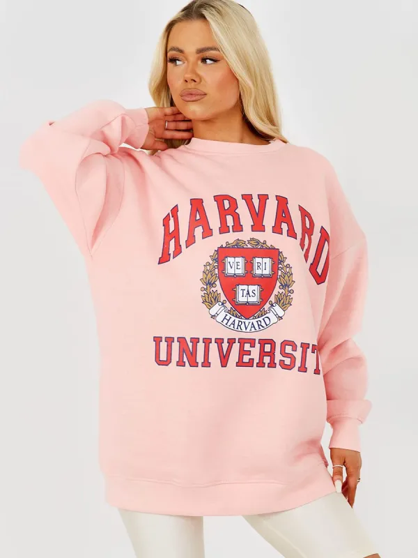 Jane HARVARD Graphic Sweatshirt Jumper In Pink sold by Vivichi