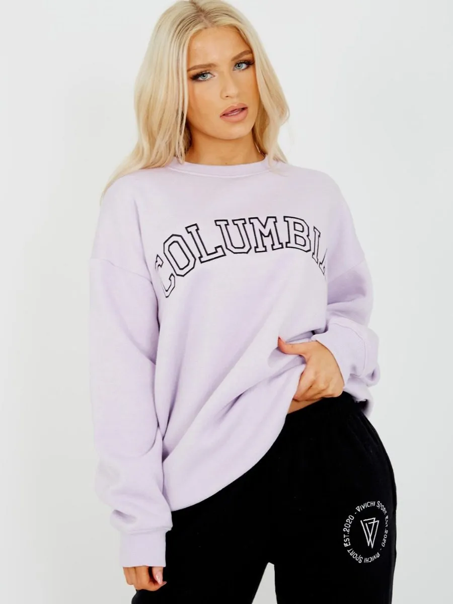 Heather COLUMBIA Embroidered Sweatshirt Jumper In Lilac sold by Vivichi product image thumbnail 2