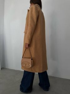 *PRE-ORDER* Carla Double Breasted Collar Tweed Coat In Camel sold by Vivichi