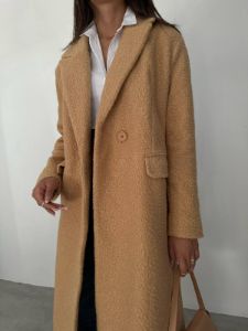 *PRE-ORDER* Carla Double Breasted Collar Tweed Coat In Camel sold by Vivichi