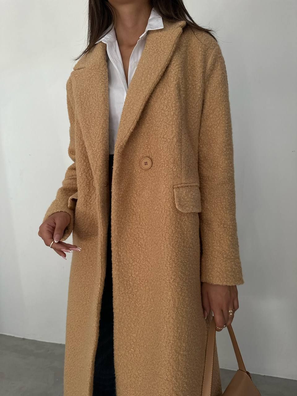 *PRE-ORDER* Carla Double Breasted Collar Tweed Coat In Camel sold by Vivichi product image thumbnail 2