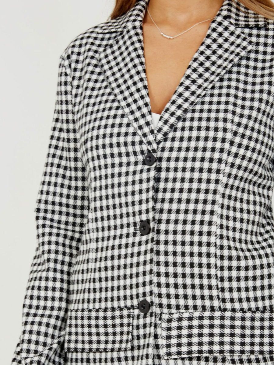 Paigee Longline Checked Blazer In Monochrome sold by Vivichi product image thumbnail 3