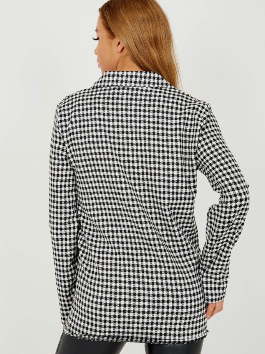 Paigee Longline Checked Blazer In Monochrome sold by Vivichi product image thumbnail 4