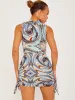 Imogen Marble Print Crop Top & Ruched Skirt Co-ord In Blue sold by Vivichi