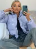 Emilia PVC Leather Cropped Puffer Jacket In Lilac sold by Vivichi