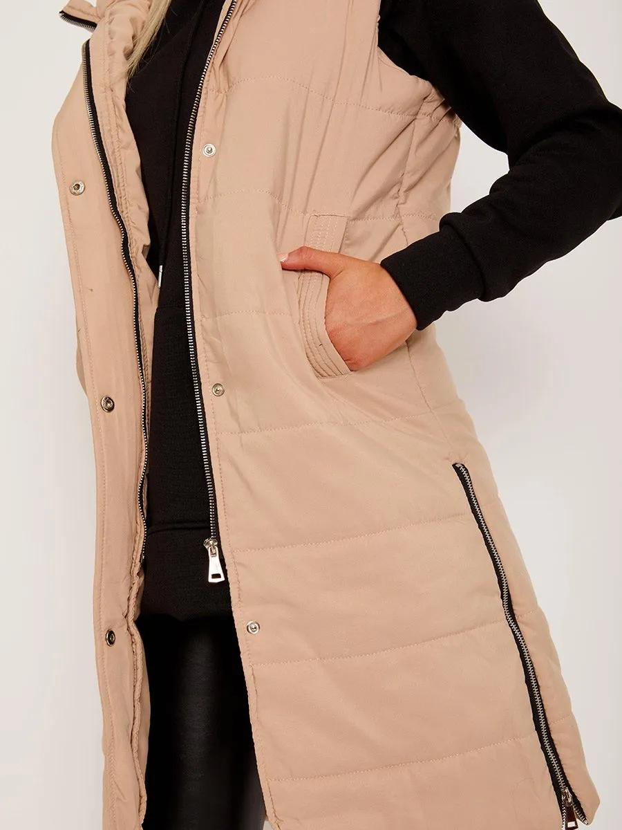 Michele Longline Hooded Puffer Gilet In Stone sold by Vivichi product image thumbnail 3