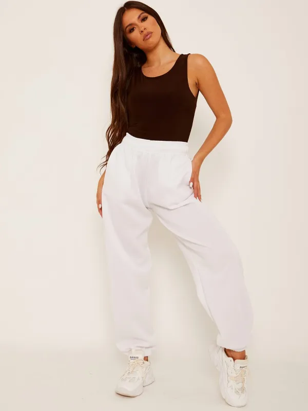Barbara Oversized Fleeced Joggers In White sold by Vivichi