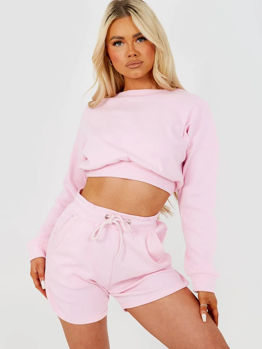 Levi Ribbed Crop Top & Shorts Co-ord In Pink sold by Vivichi product image thumbnail 5