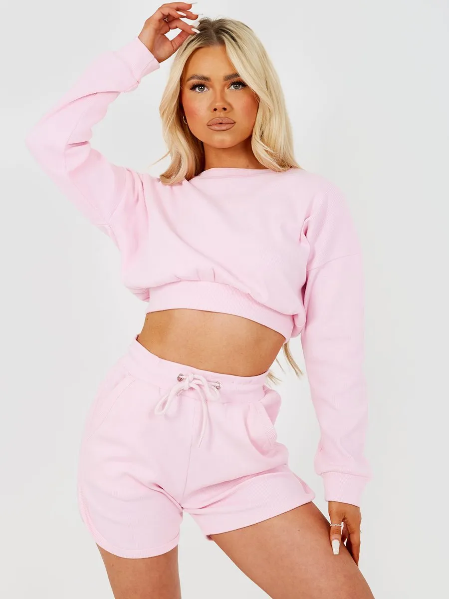 Levi Ribbed Crop Top & Shorts Co-ord In Pink sold by Vivichi product image thumbnail 2