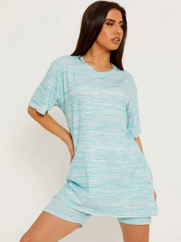 Mayley Multi Coloured Oversized Top & Shorts Co-ord In Mint sold by Vivichi