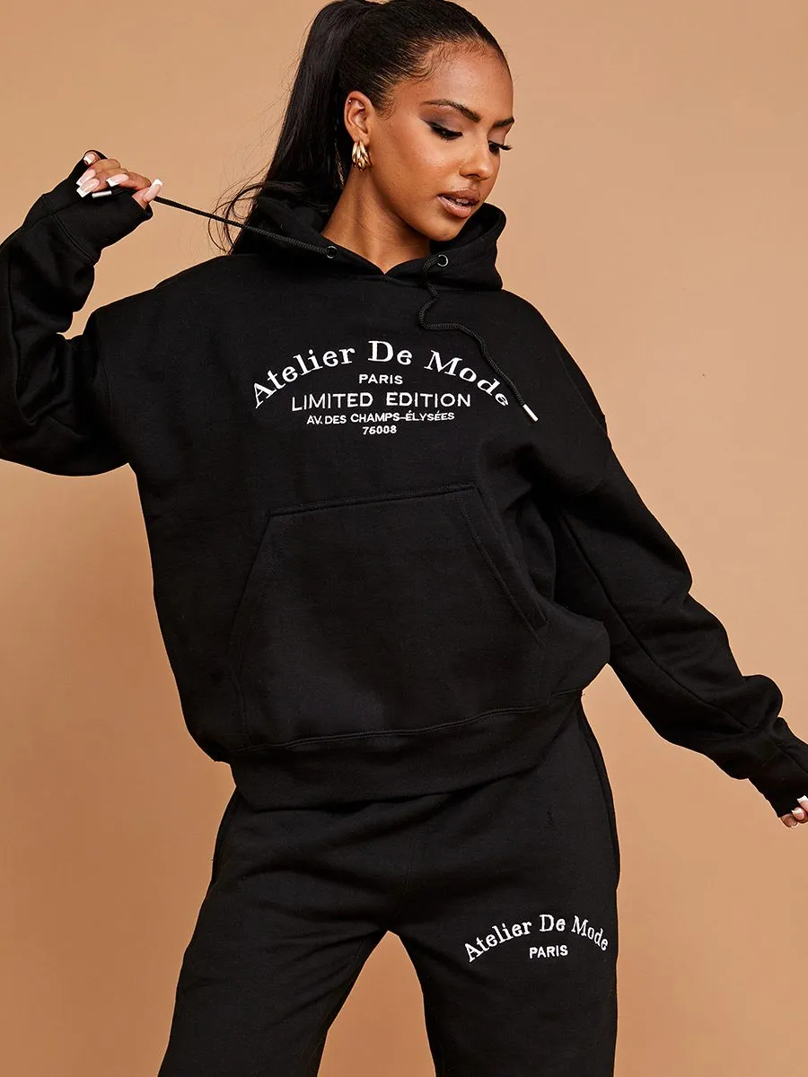 Lexie Embroidered Atelier De Mode Hooded Fleece Co-ord In Black sold by Vivichi product image thumbnail 2