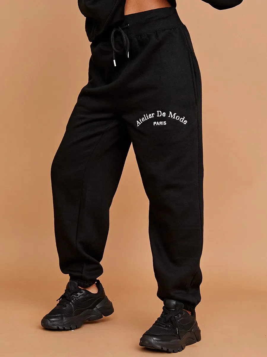Lexie Embroidered Atelier De Mode Hooded Fleece Co-ord In Black sold by Vivichi product image thumbnail 3
