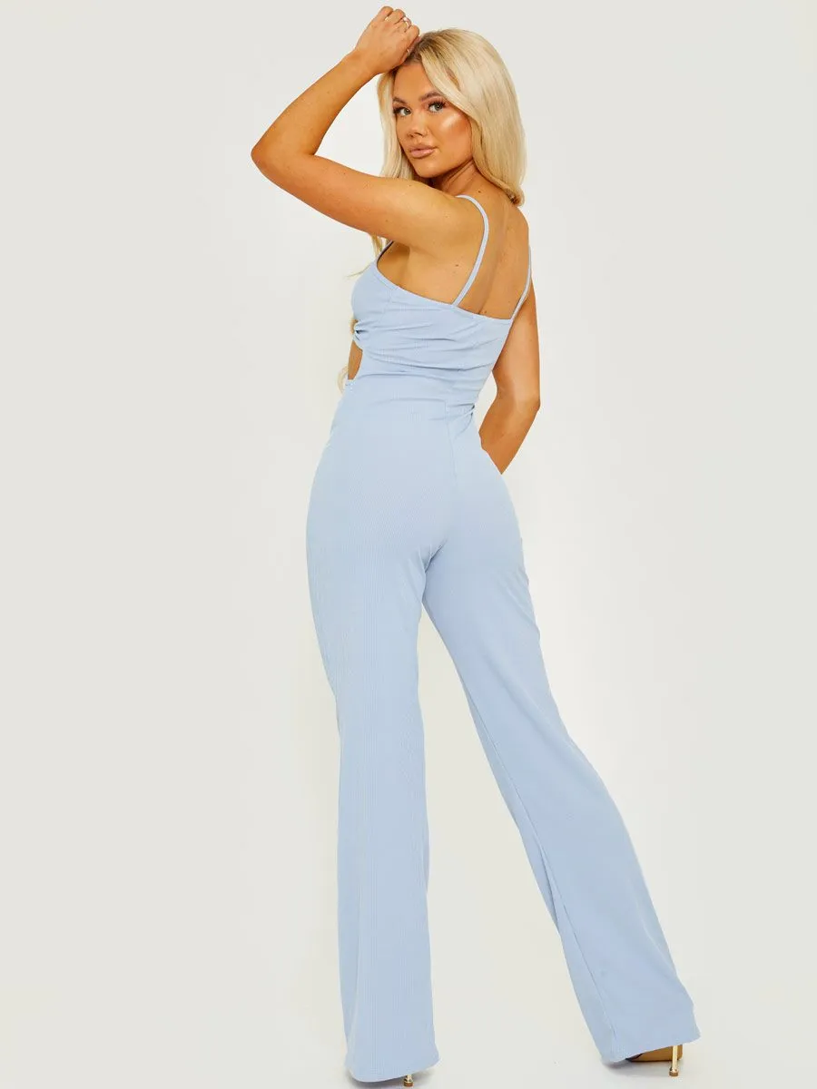 Devin Cut Out Ribbed Cami Jumpsuit In Blue sold by Vivichi product image thumbnail 3