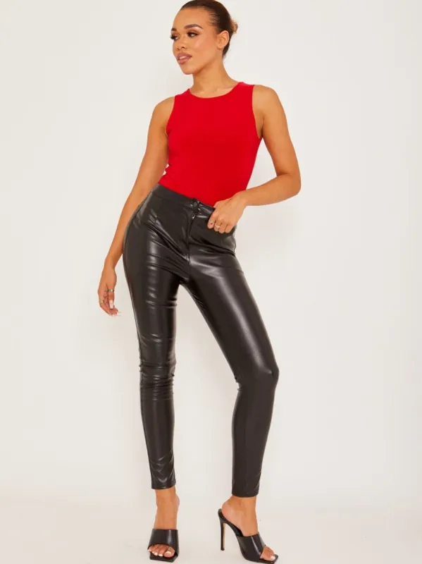 Nicolle Slinky Racer Back Sleeveless Bodysuit In Red sold by Vivichi