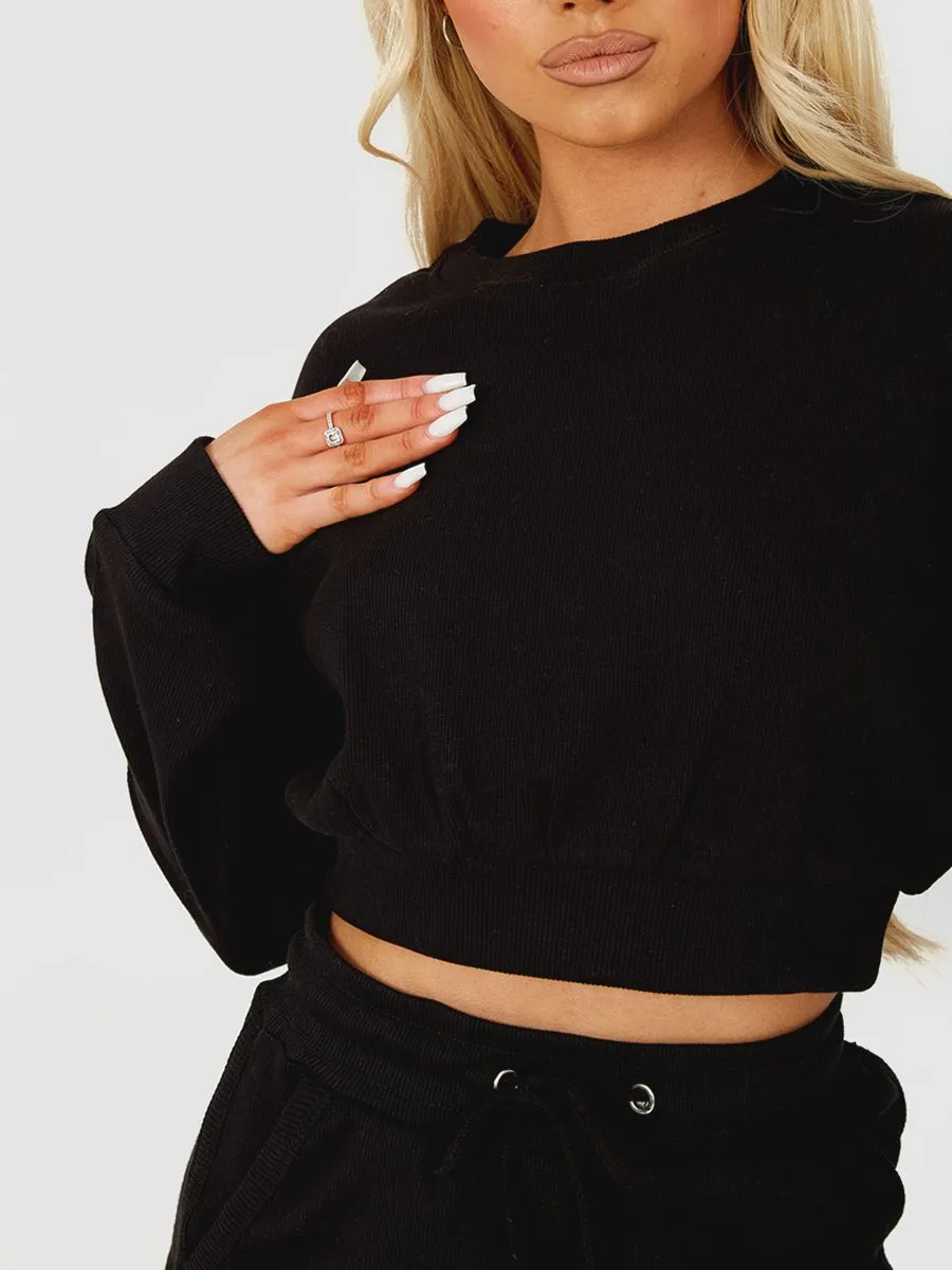 Levi Ribbed Crop Top & Shorts Co-ord In Black sold by Vivichi product image thumbnail 4