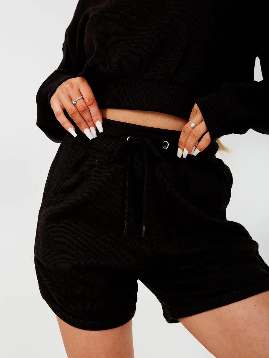 Levi Ribbed Crop Top & Shorts Co-ord In Black sold by Vivichi product image thumbnail 5