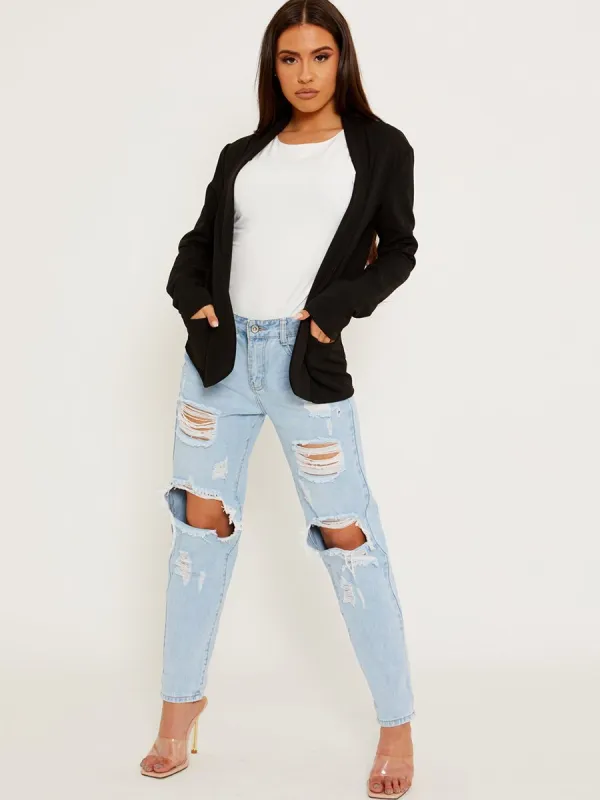 Kris Textured Open Blazer In Black sold by Vivichi