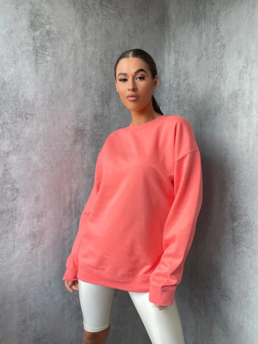 Simonne Plain Sweatshirt Jumper In Coral sold by Vivichi