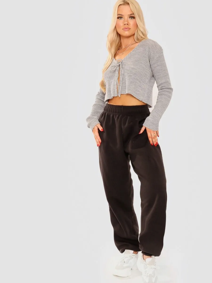 Anne Tie Front Knit Cardigan Top In Grey sold by Vivichi product image thumbnail 3