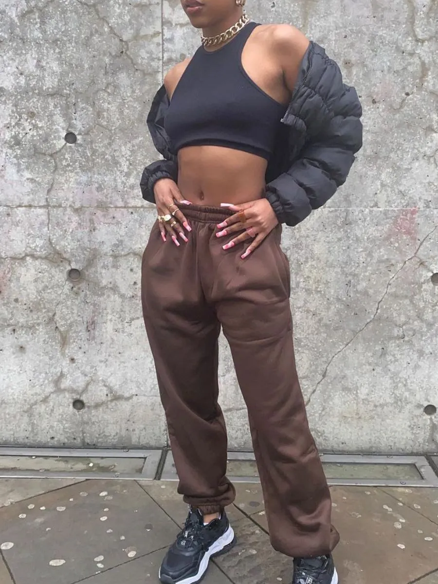 Barbara Oversized Fleeced Joggers In Brown sold by Vivichi product image thumbnail 4