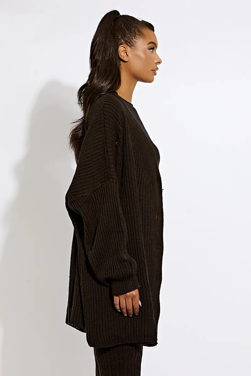 Alex Ribbed Knit Buttoned Cardigan & Legging Co-ord In Black sold by Vivichi product image thumbnail 3