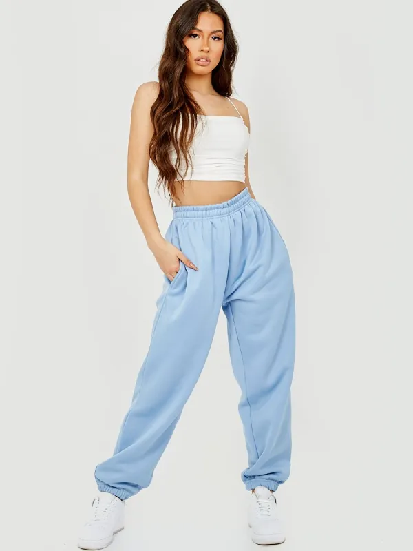 Barbara Oversized Fleeced Joggers In Blue sold by Vivichi
