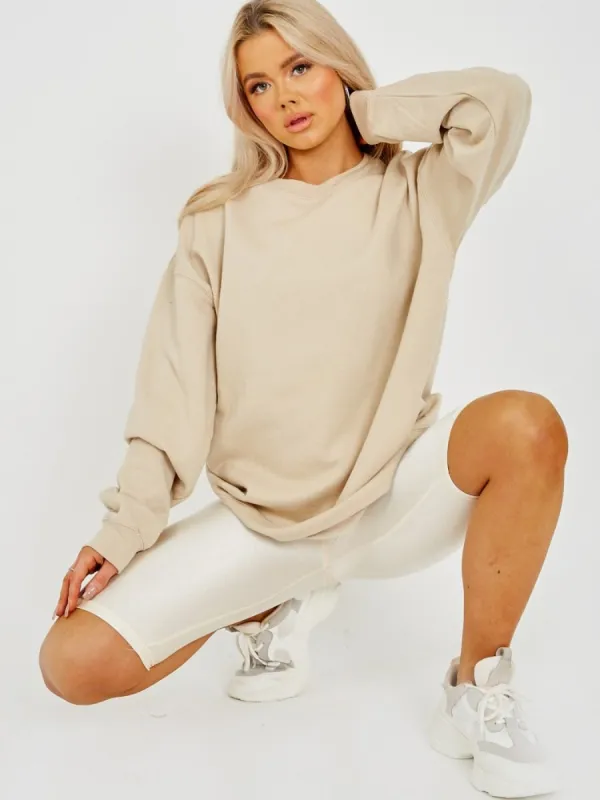 Simonne Plain Sweatshirt Jumper In Stone sold by Vivichi