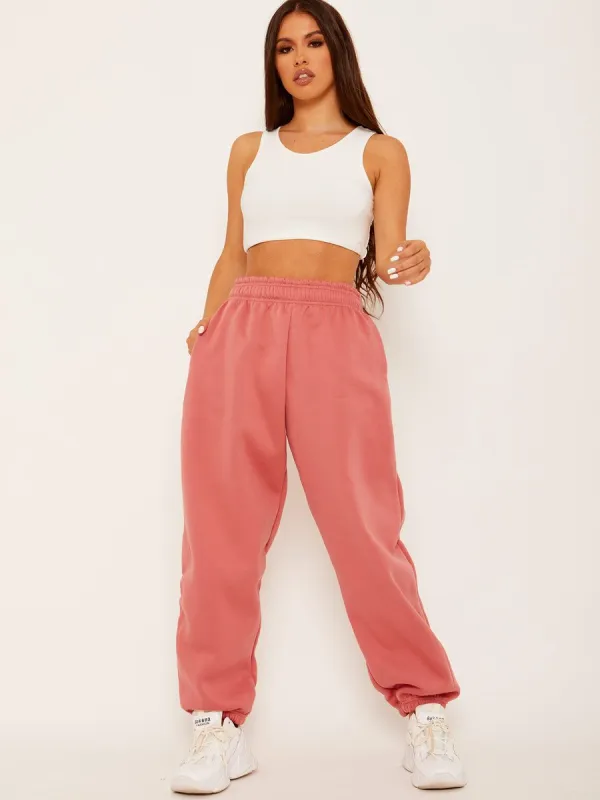 Barbara Oversized Fleece Joggers In Rose Gold sold by Vivichi