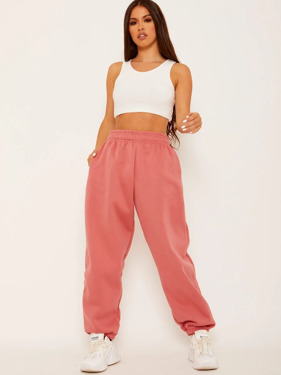 Barbara Oversized Fleece Joggers In Rose Gold sold by Vivichi