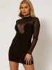 Zoe Plunge Mesh Insert Dress In Black sold by Vivichi