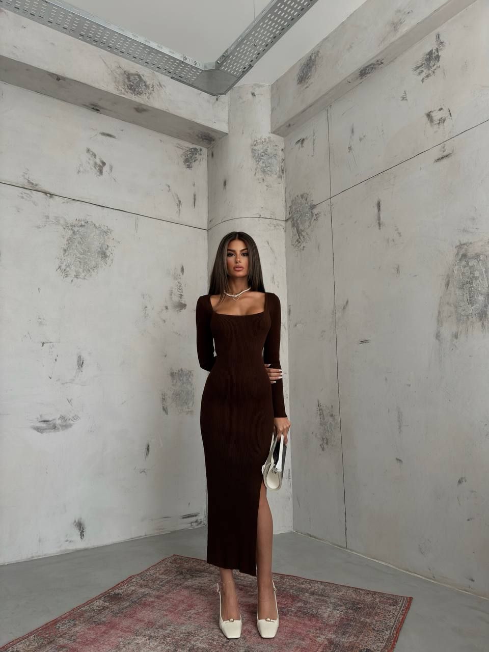 *PRE-ORDER* Maraya Knitted Maxi Dress In Brown sold by Vivichi