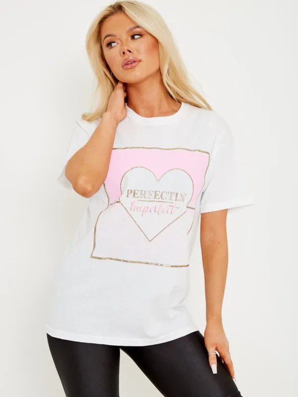 Regina Perfectly Imperfect Graphic Printed T-Shirt In White made by Vivichi