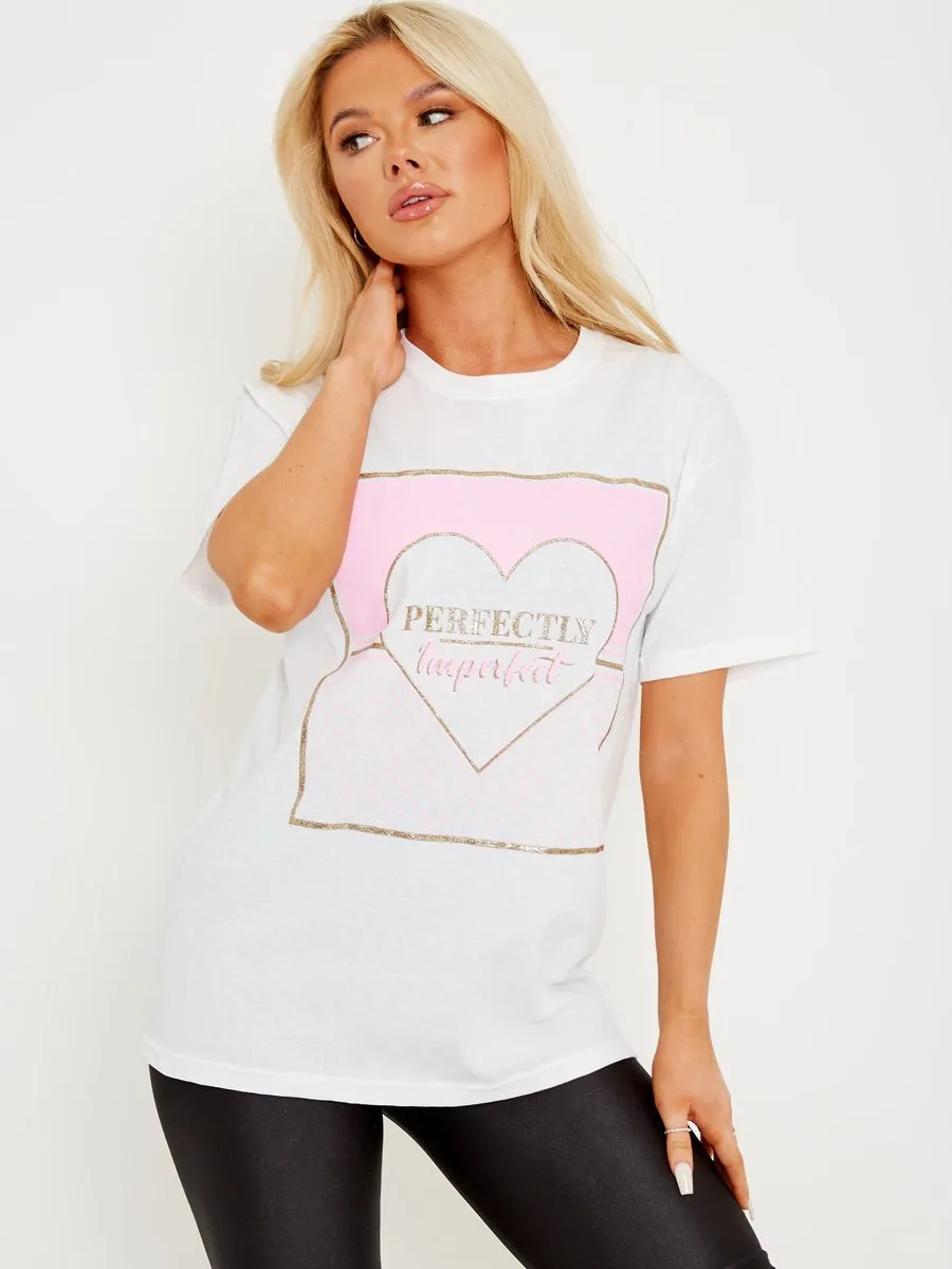 Regina Perfectly Imperfect Graphic Printed T-Shirt In White sold by Vivichi