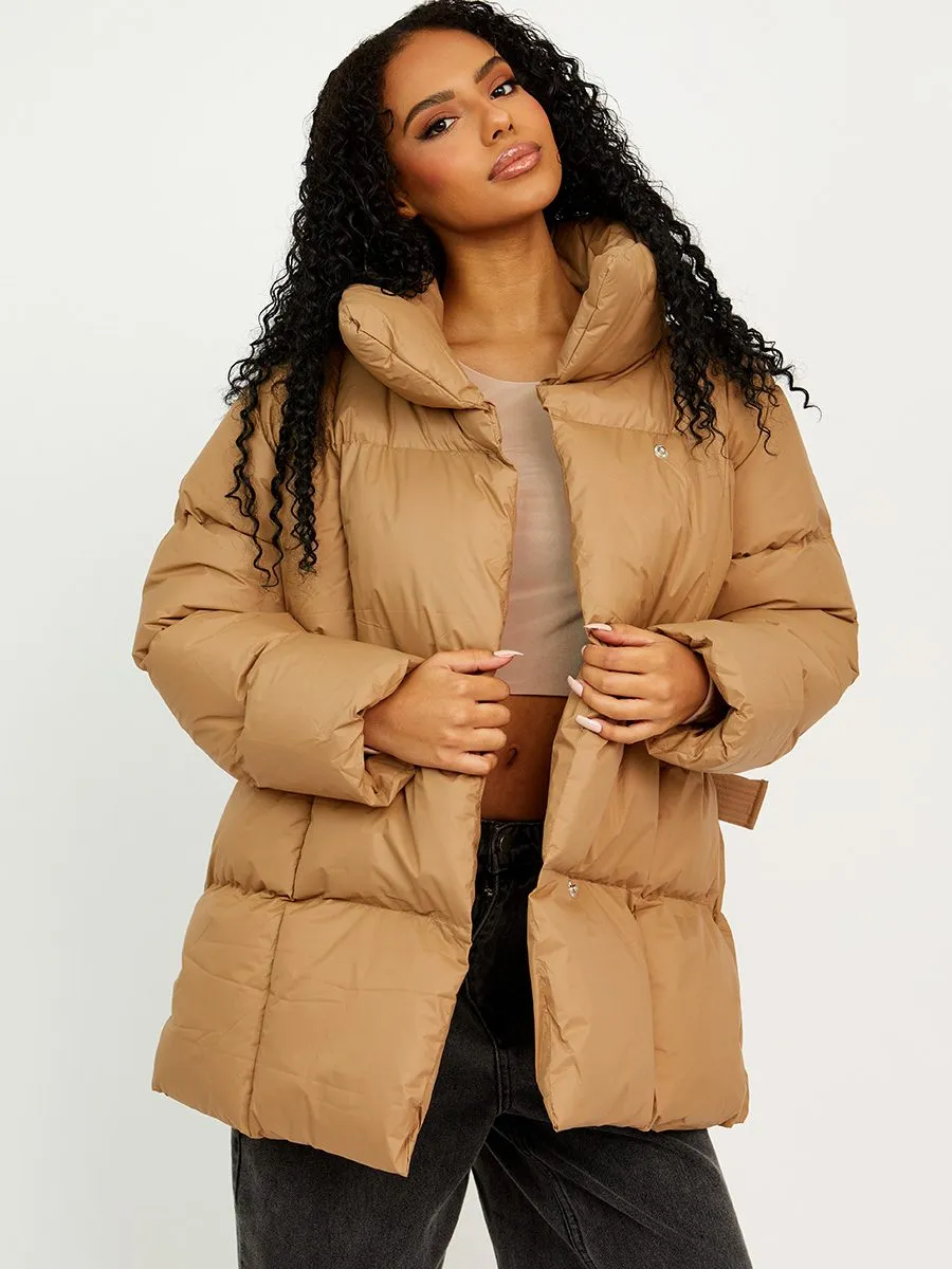 Ellie Oversized Padded Jacket With Belt In Stone sold by Vivichi product image thumbnail 3