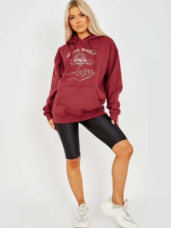 Rana Glittered Moon Magic Fleeced Hoodie In Wine sold by Vivichi