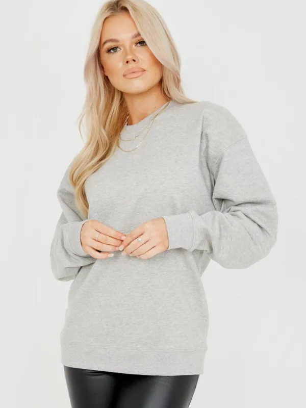 Simonne Plain Sweatshirt Jumper In Grey sold by Vivichi