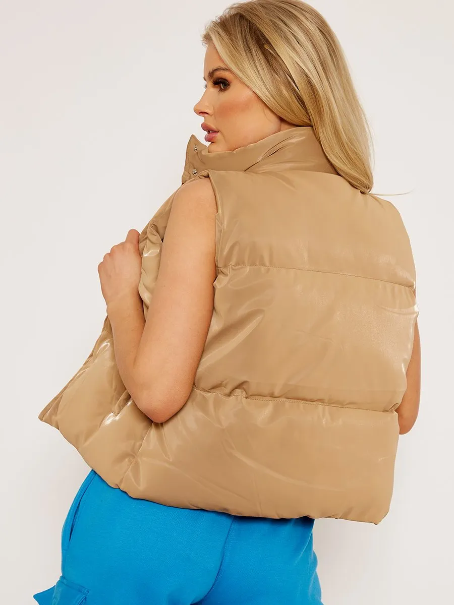 Gabi PU Flex Padded Gilet In Stone sold by Vivichi product image thumbnail 3