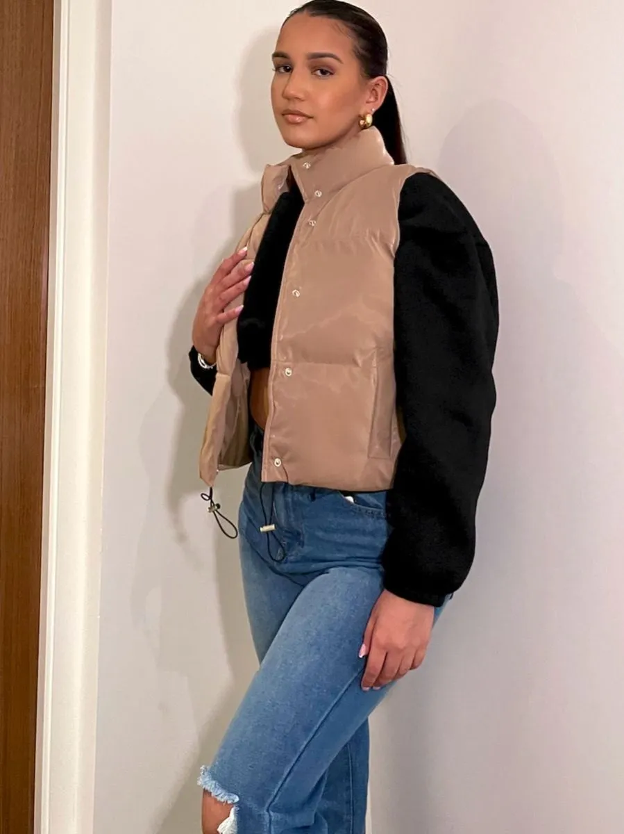 Gabi PU Flex Padded Gilet In Stone sold by Vivichi product image thumbnail 4