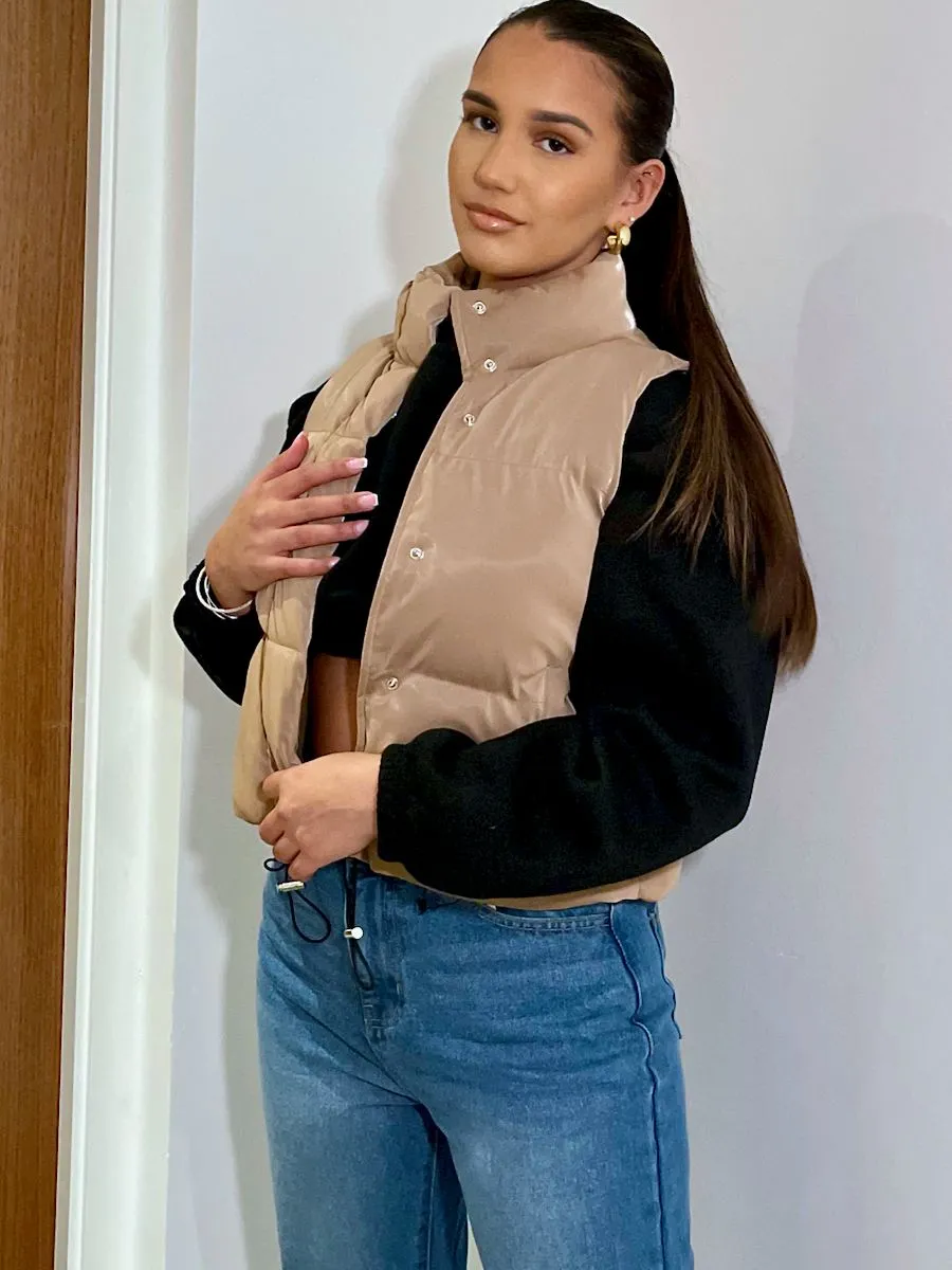 Gabi PU Flex Padded Gilet In Stone sold by Vivichi product image thumbnail 5