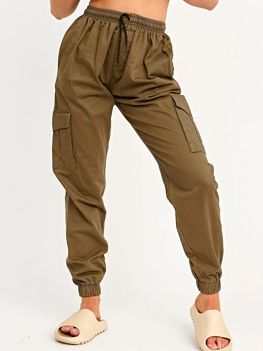 Bianka Twill Fabric Cargo Trousers In Khaki sold by Vivichi product image thumbnail 4