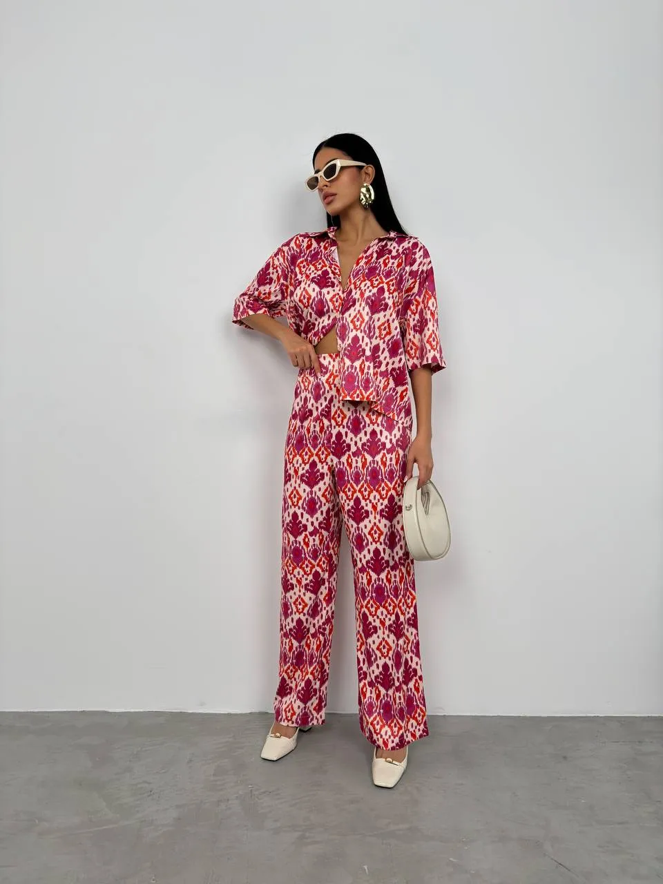 **PRE-ORDER** Harper Patterned Satin Shirt In Red sold by Vivichi product image thumbnail 3