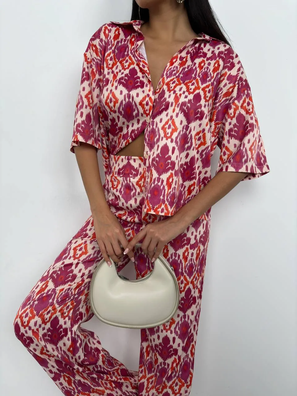 **PRE-ORDER** Harper Patterned Satin Shirt In Red sold by Vivichi product image thumbnail 2