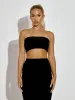 Chelsie Plain Bandeau Crop Top & Midi Skirt Co-ord In Black sold by Vivichi