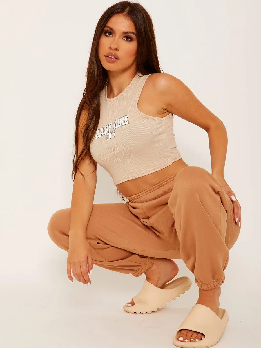 Barbara Oversized Fleece Joggers In Camel sold by Vivichi product image thumbnail 2