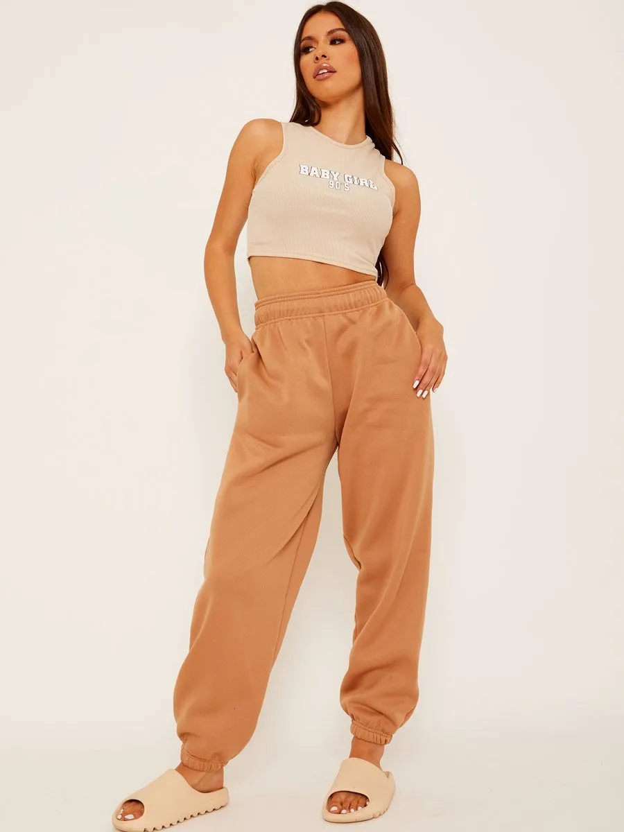 Barbara Oversized Fleece Joggers In Camel sold by Vivichi product image thumbnail 3